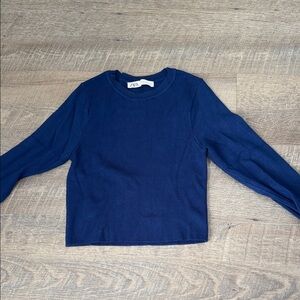 Zara Women's Deep Blue Crew Neck Sweater